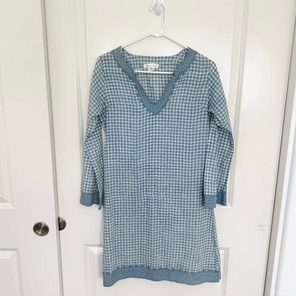 Kerry Cassill Lightweight Floral Tunic Blue White Small